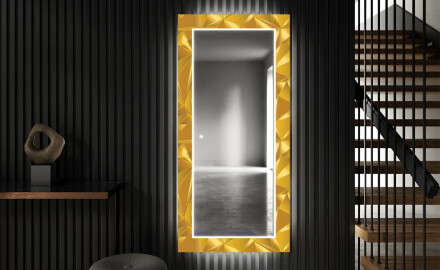 Dekorativní zrcadlo s LED osvětlením do předsíně - Gold Triangles