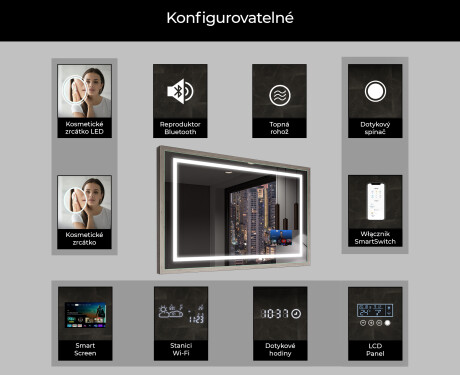Koupelnové zrcadlo s LED osvětlením a krytem FrameLine L15 #7