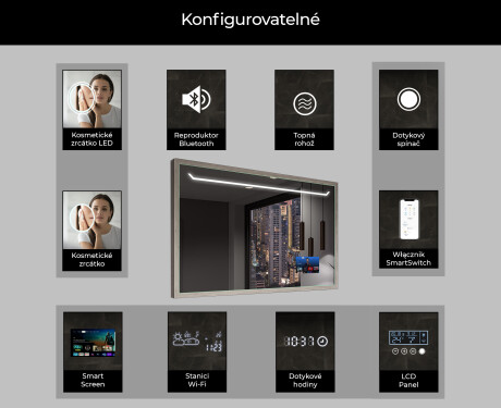Koupelnové zrcadlo s LED osvětlením a krytem FrameLine L128 #7